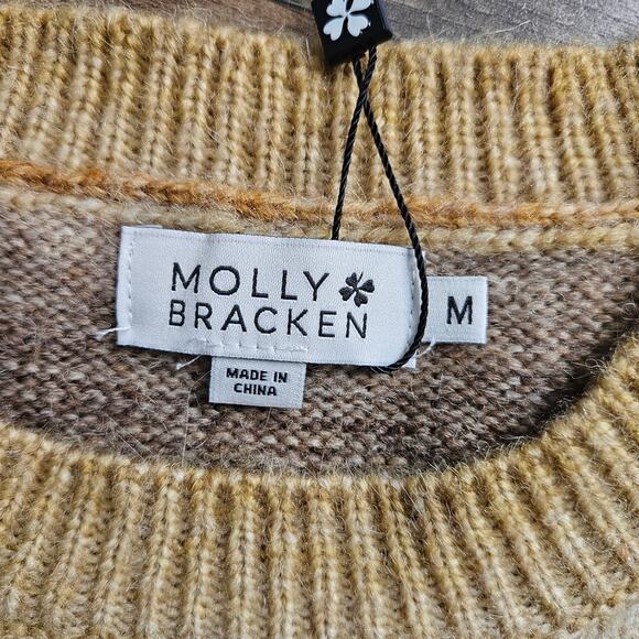 New Molly Bracken Knit Sweater Camel Wool Blend Long Wide Sleeve Ombre Medium - Picture 10 of 16